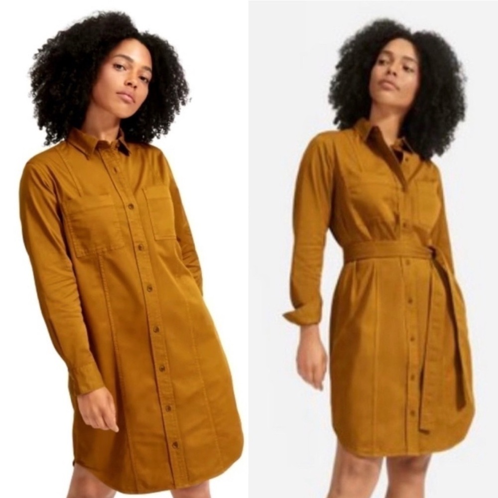 Everlane Women's Long Sleeve Autumn Ochre Shirt Dress
